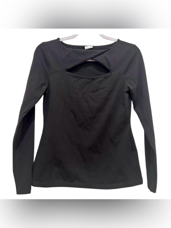 Lascana Tops - Lascana front twist women’s 4/6 long sleeve black blouse with a front keyhole